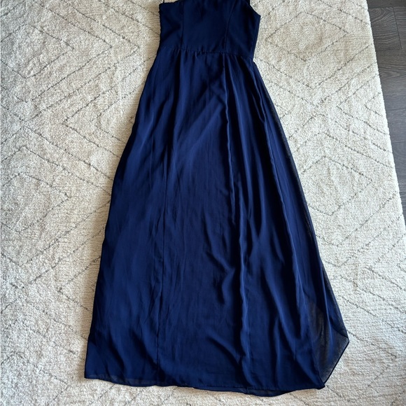 One Shoulder A-Line Floor-Length Dress Navy Blue Prom Medium - Picture 5 of 5
